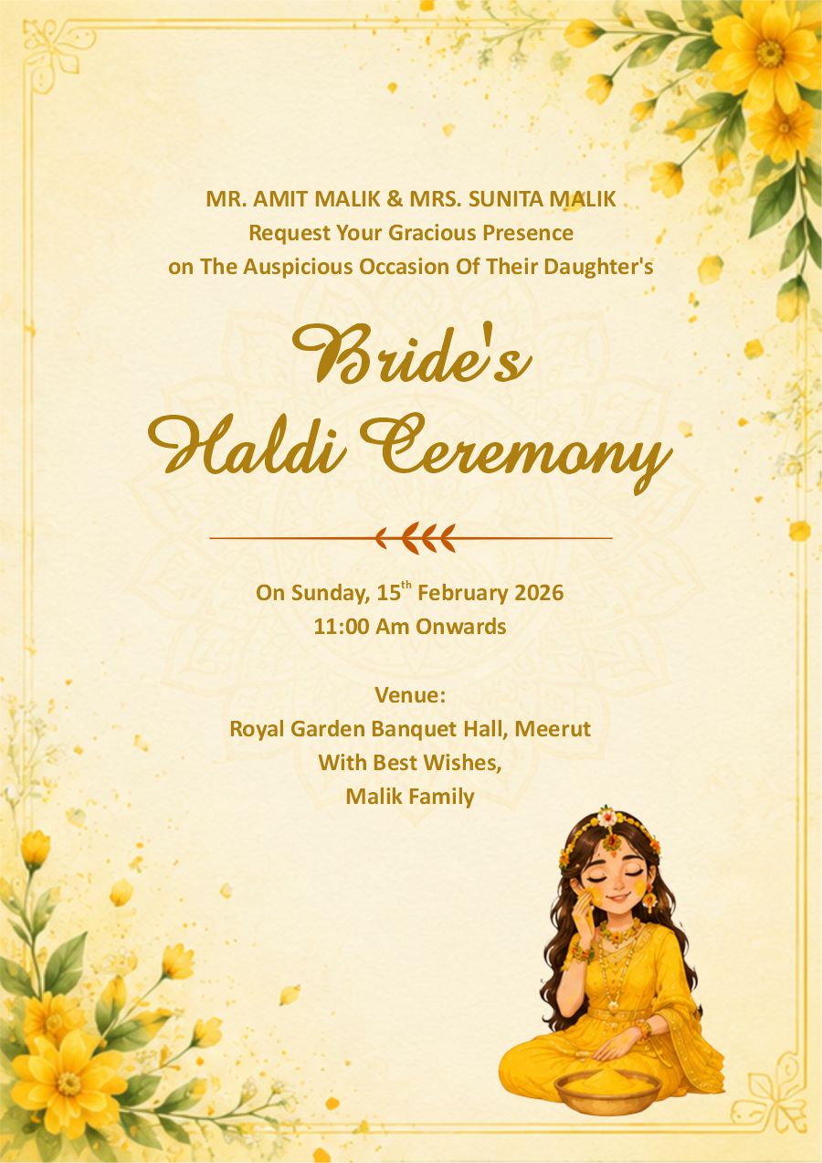 Haldi Ceremony E-Invitation Design
